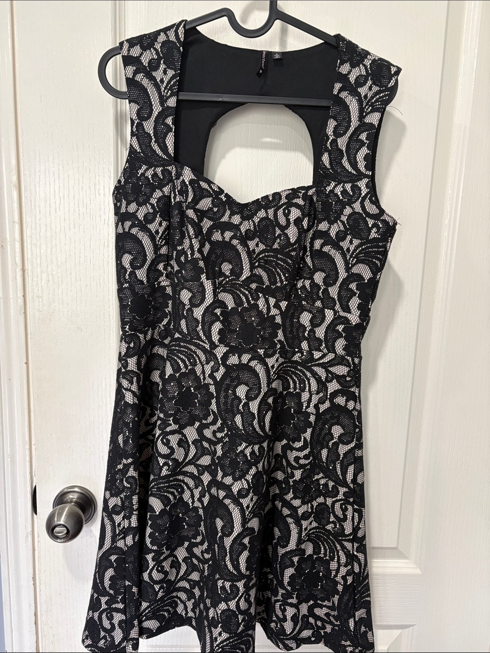 HeartSoul Black Open-Back Lace Detail Dress